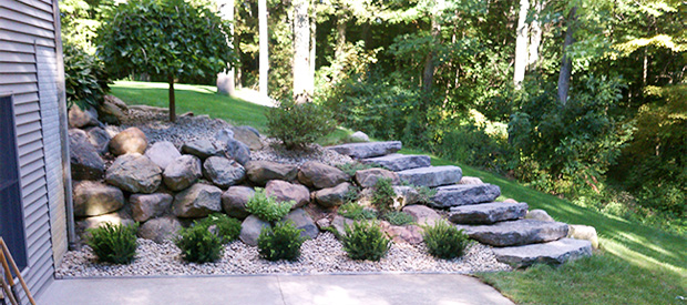 Landscape Design for a Hill with Stone Stairs.