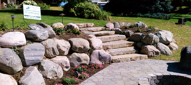 Retaining Wall and Stone Stairs